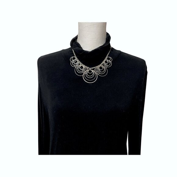 Silver Chain and Circles Necklace Retro Look Lightweight Adjustable - Picture 7 of 8